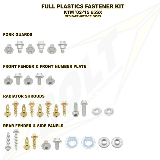 Plastic Fastening Kit KTM SX65 (02-15)