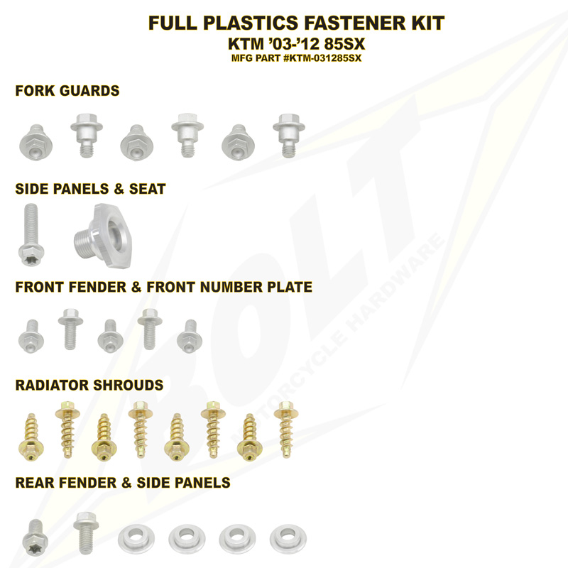 Plastic Fastening Kit KTM SX85 (03-12)