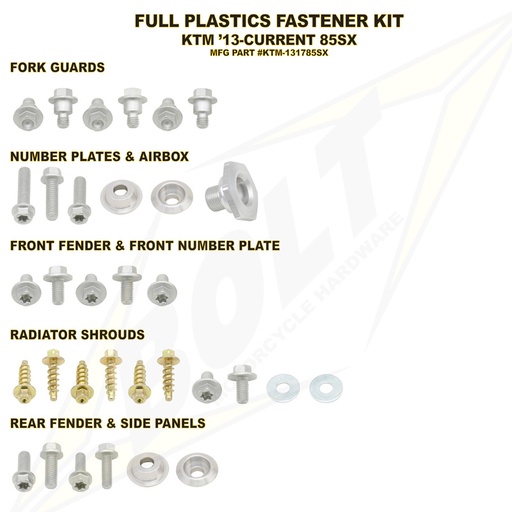 Kit Sujeción Plásticos KTM SX85(13-17)