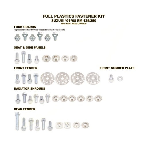 Plastic Fastening Kit SUZUKI RM125/250 (01-08)