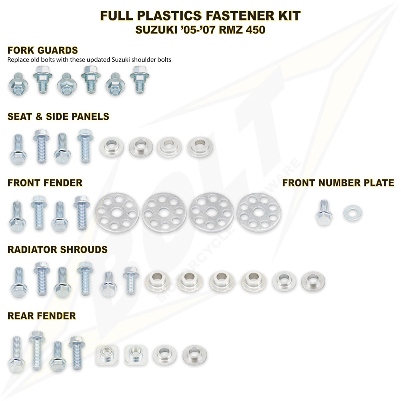 Z Plastic Fastening Kit RMZ450 (05-07)