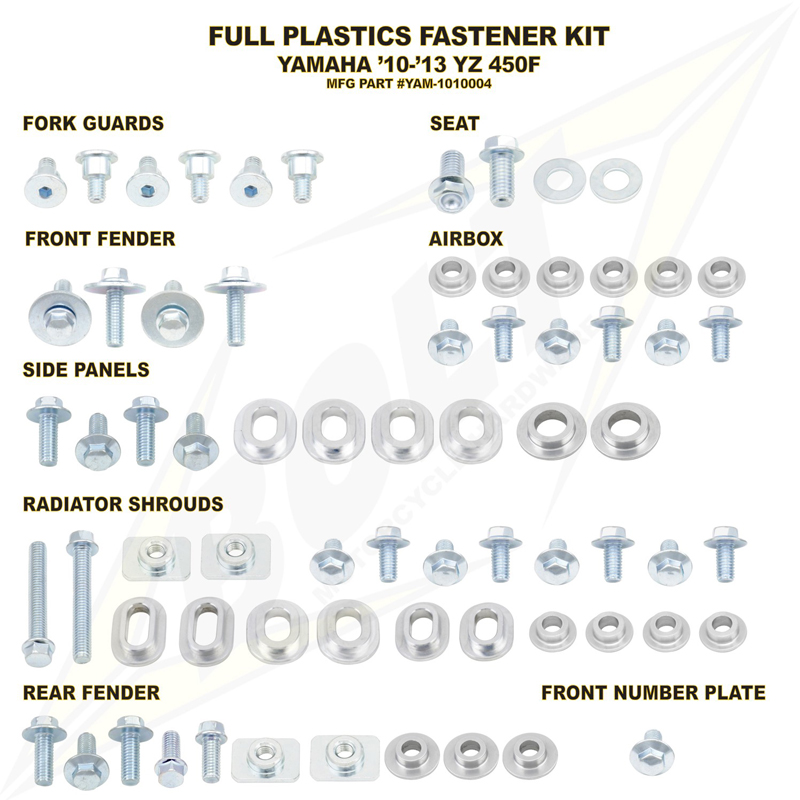 ZFasteners Kit Plastics YZF450 (10-13) all plastics