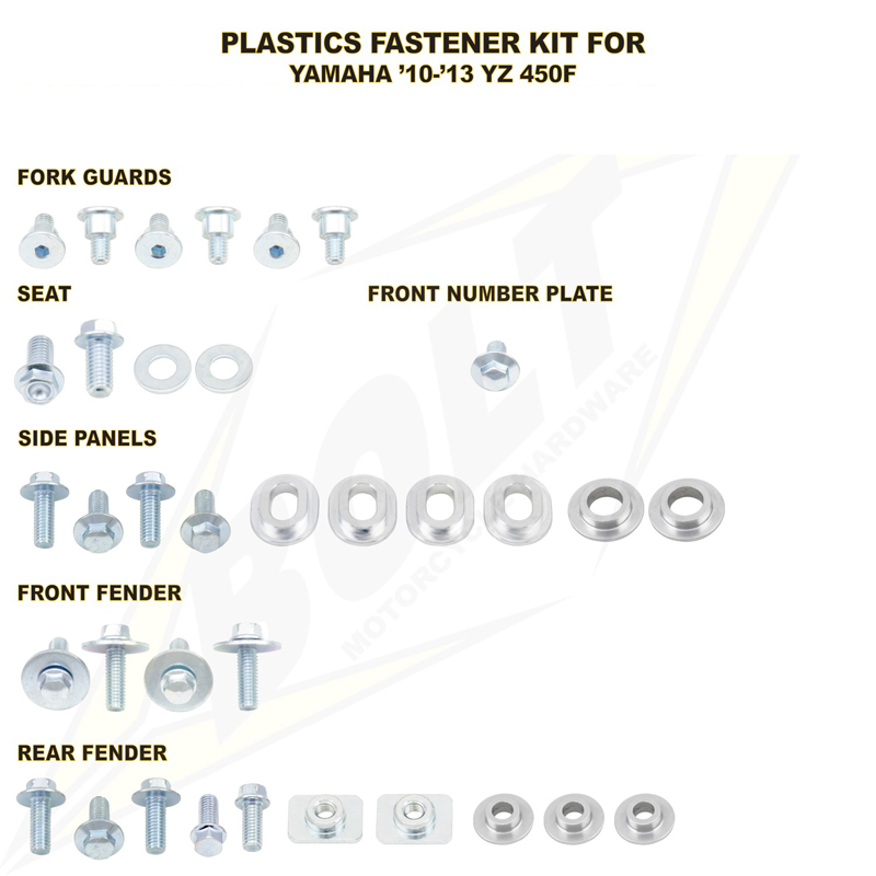 ZKit Sujeción Plásticos YZF450 (10-13) guardabarros, horquilla y tapas late