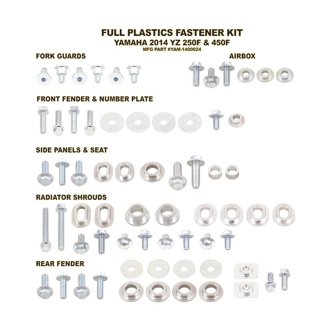 Kit Sujeción Plásticos YAMAHA YZF250(14-18) YZF450(14-17) WRF250/450(15-18)