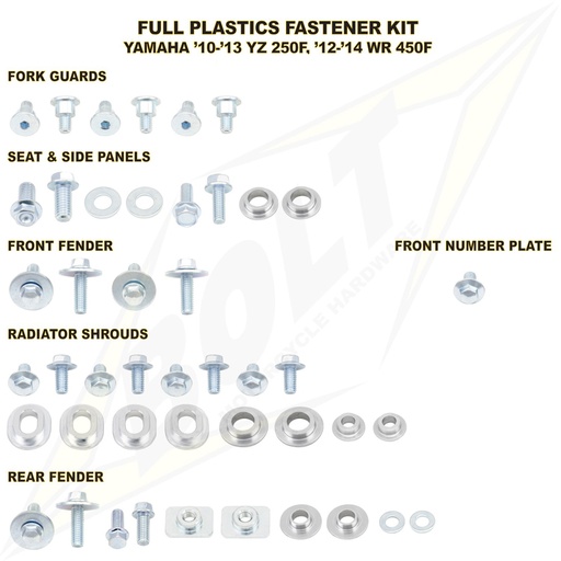 Plastic Fastening Kit YZF250 (10-13) WRF450 (12-14) + bushings