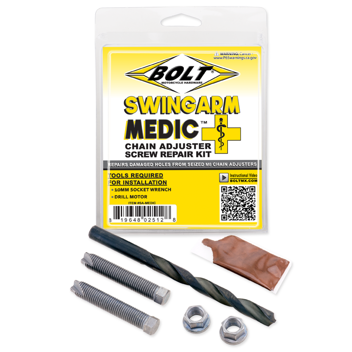 Swing Arm Adjuster Nut/Bolt M8 Repair Kit (Includes Drill Bit, Thread Chasers, Nuts, Copper Grease)