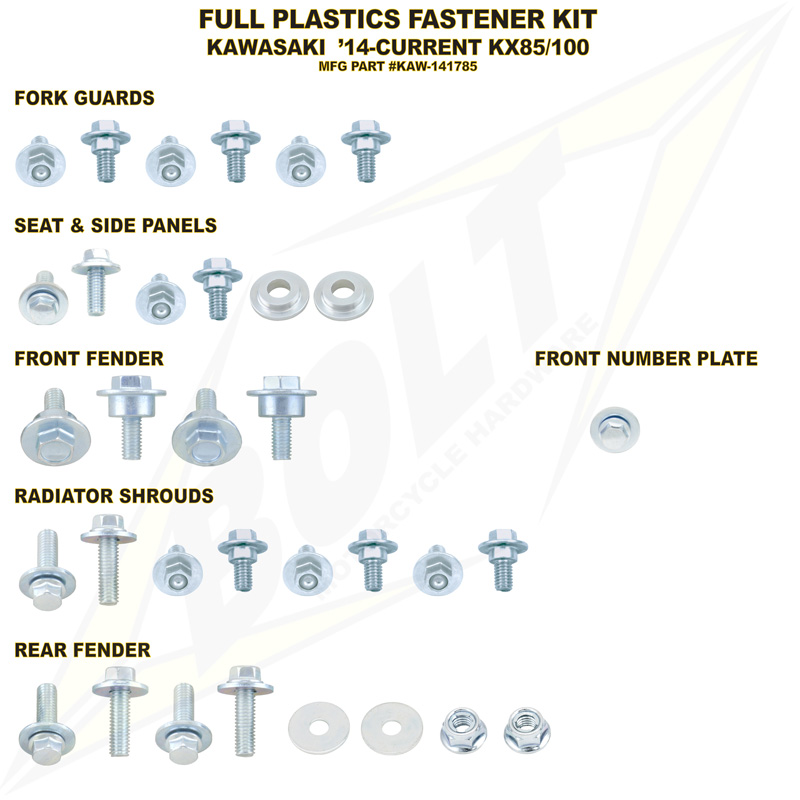 Plastic Fastening Kit KAWASAKI KX85/100 (14-25)