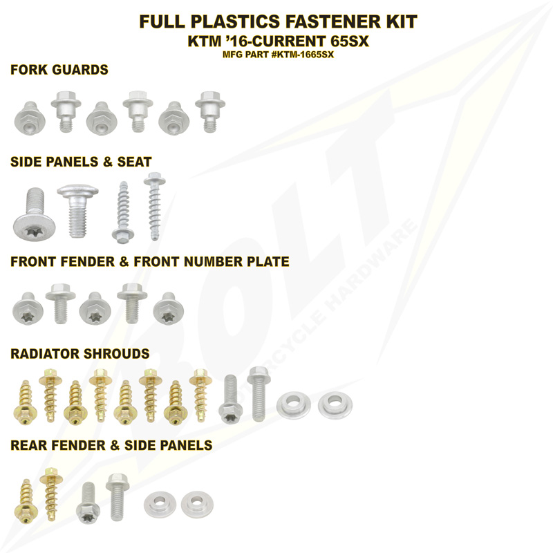 PLASTIC FASTENER KIT KTM/GAS SX65 16-25, MC65 21-25