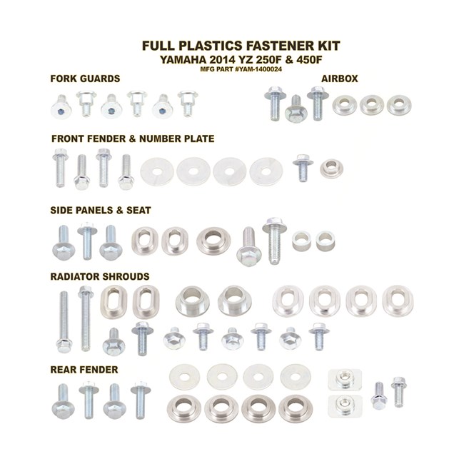 Plastic Fastening Kit YAMAHA YZF250 (14-18) YZF450 (14-17) WRF250/450 (15-18)