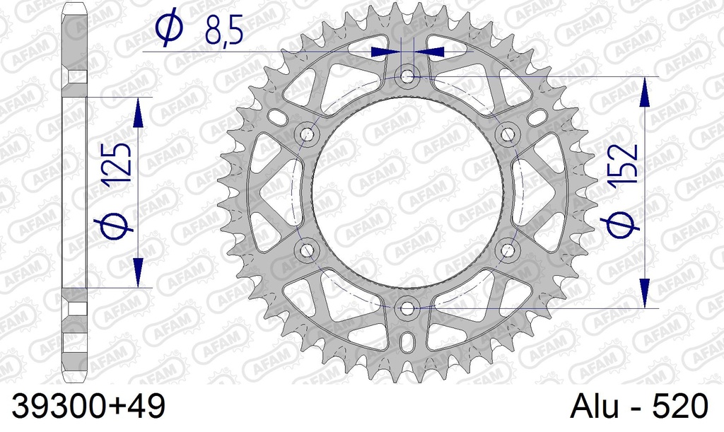 Aluminium Rear Sprocket BETA RR 125-300 2T - 350-520 4T(13-22)