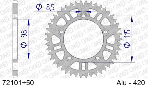 Aluminium Rear Sprocket KTM/HQV ??/ GAS SX65 (98-22) TC65 (17-22) MC65 (21-22)